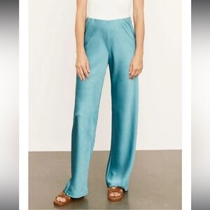 VINCE  $295 SATIN BIAS PANTS pull-on BLUE HIGH RISE